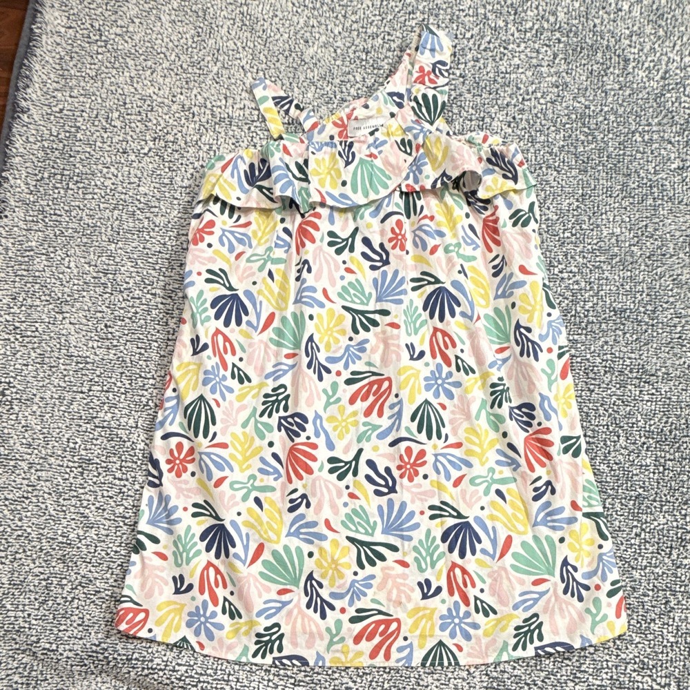 Free Assembly Girls XL (14/16) Multicolor Floral Ruffle Cotton Sundress